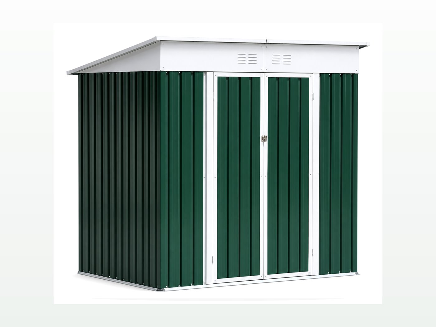 Green pent roof metal garden shed custom color option