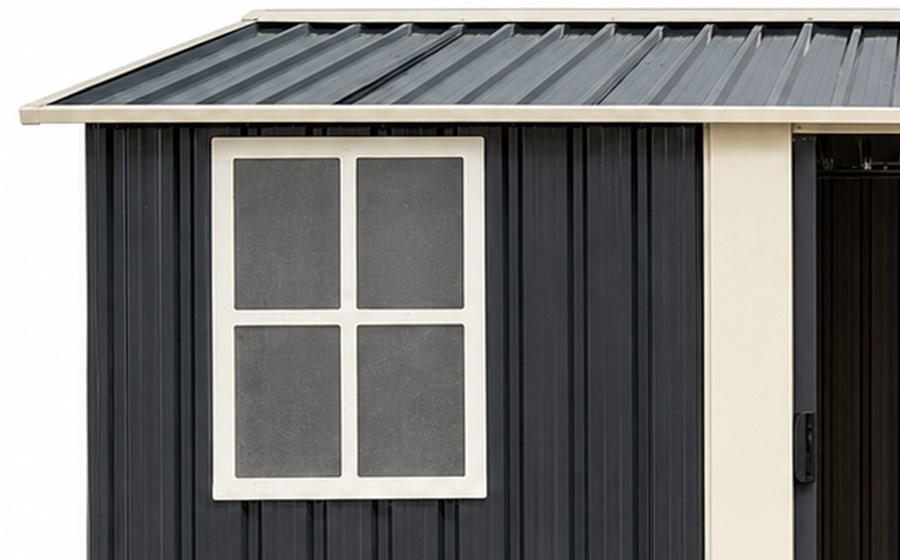 Optional framed window for metal shed